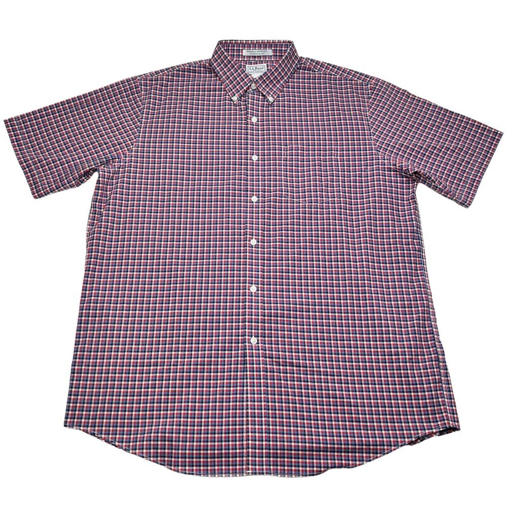 L.L. Bean Shirt Men's Large Multicolor Plaid Cotton Traditional Fit‎ Button-Down